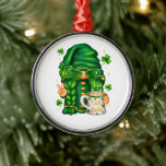Cute St Patricks Day Gnome Drinking Coffee Metalen Ornament<br><div class="desc">Cute St Patricks Day Gnome Drinking Coffee</div>