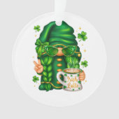 Cute St Patricks Day Gnome Drinking Coffee Ornament (voorkant)