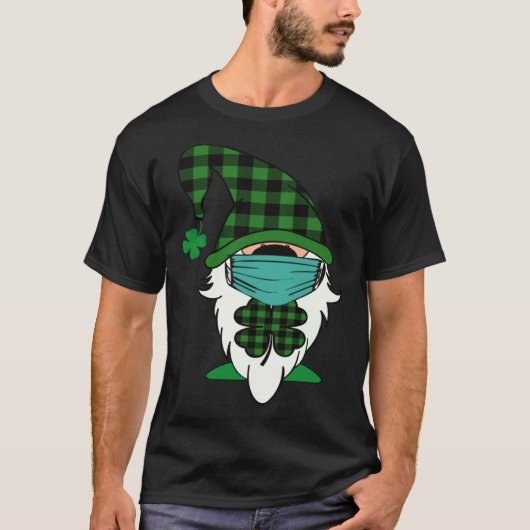 Cute St Patricks Day Gnome Face Mask Quarantine T-shirt (Voorkant)