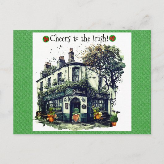 Cute St Patricks Day Gnome Irish Pub Cheers Briefkaart (Voorkant)