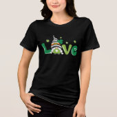 Cute St Patrick's Day Irish Green Love Girl Gnome Tri-Blend Shirt (Voorkant)