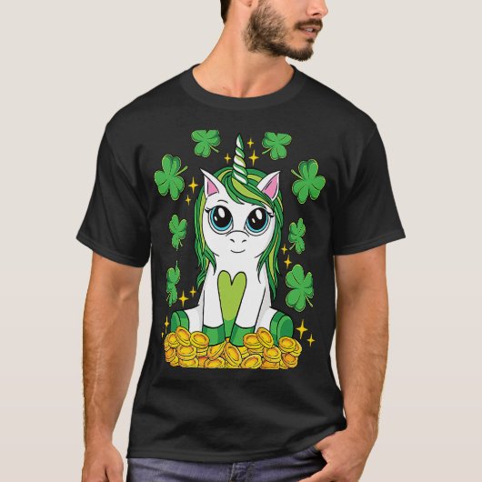 Cute St Patrick's Day Irish Unicorn Lepricorn Lepr T-shirt (Voorkant)