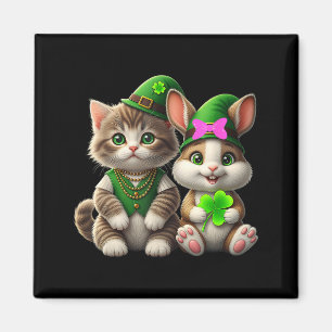 Cute st. patrick's day kat en konijn tee kids jong magneet