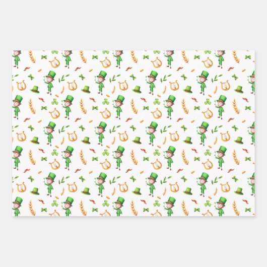 Cute St Patrick's Day Leprechaun Irish Thmed Inpakpapier Vel (Voorkant)