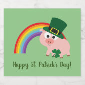 Cute St. Patrick's Day Leprechaun Pig Bier Etiket (Enkel label)