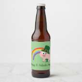 Cute St. Patrick's Day Leprechaun Pig Bier Etiket (Voorkant)