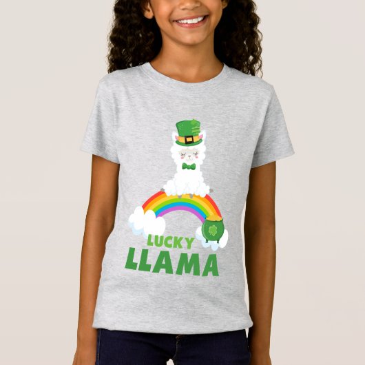 Cute St Patrick's Day Llama Rainbow Gold T-shirt (Voorkant)