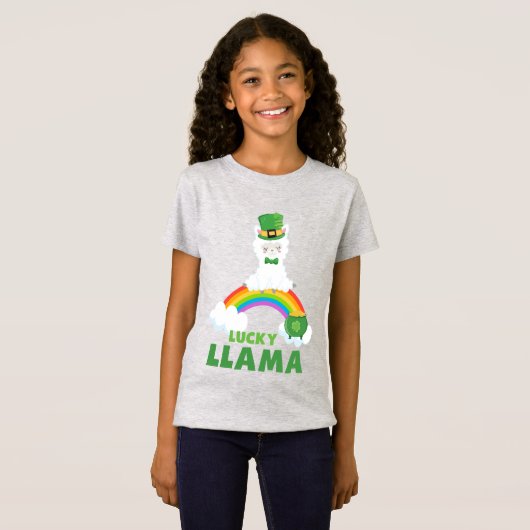 Cute St Patrick's Day Llama Rainbow Gold T-shirt (Voorkant volledig)