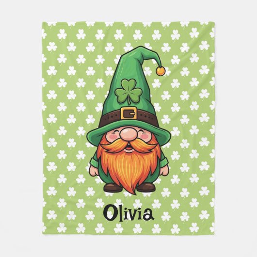 Cute St. Patrick's Day Lucky Leprechaun Gnome  Fleece Deken (Voorkant)