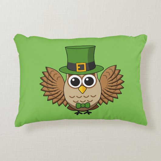 Cute St Patrick's Day Owl Cartoon Accent Kussen (Voorkant)
