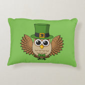 Cute St Patrick's Day Owl Cartoon Accent Kussen (Achterkant)