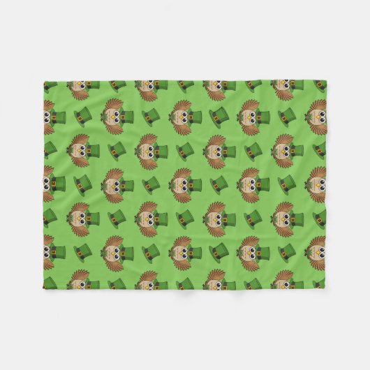Cute St Patrick's Day Owl Cartoon Fleece Deken (Voorkant (Horizontaal))