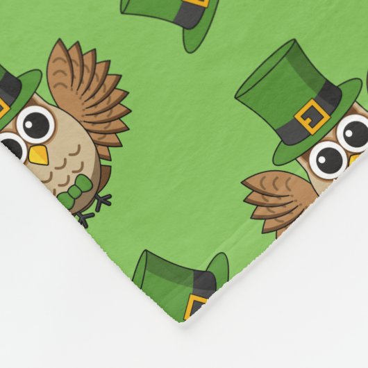 Cute St Patrick's Day Owl Cartoon Fleece Deken (Hoek)