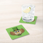 Cute St Patrick's Day Owl Cartoon Kartonnen Onderzetters (Insitu)