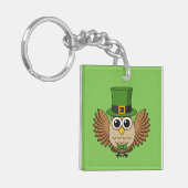 Cute St Patrick's Day Owl Cartoon Sleutelhanger (Voorkant Links)