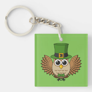 Cute St Patrick's Day Owl Cartoon Sleutelhanger