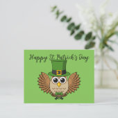 Cute St Patrick's Day Owl Cartoon | Tekst toevoege Feestdagenkaart (Staand voorkant)