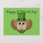Cute St Patrick's Day Owl Cartoon | Tekst toevoege Feestdagenkaart (Voorkant)