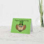 Cute St Patrick's Day Owl Cartoon | Tekst toevoege Kaart (Voorkant)