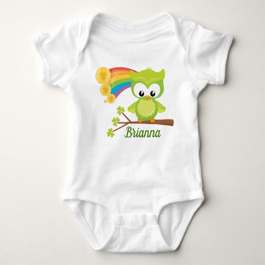 Cute St. Patricks Day Owl Custom Irish Romper (Voorkant)