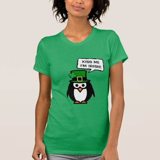 Cute St Patricks Day pinguïn t-shirt | Kus me ... (Voorkant)