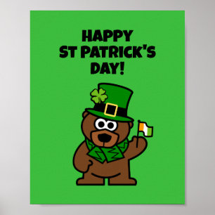 Cute St Patrick's Day poster met leprechaun beer