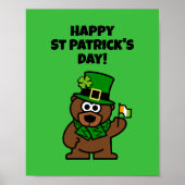 Cute St Patrick's Day poster met leprechaun beer (Voorkant)