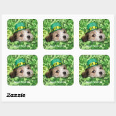 Cute St. Patrick's Day Puppy Vierkante Sticker (Vel)