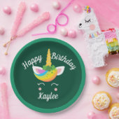 Cute St. Patricks Day Unicorn Happy Birthday Papieren Bordje (Feest)