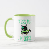 Cute St. Patrick's Kiss me Ik ben Irish Cat Mok (Links)