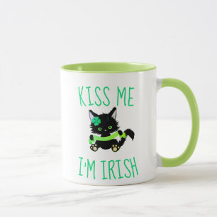 Cute St. Patrick's Kiss me Ik ben Irish Cat Mok