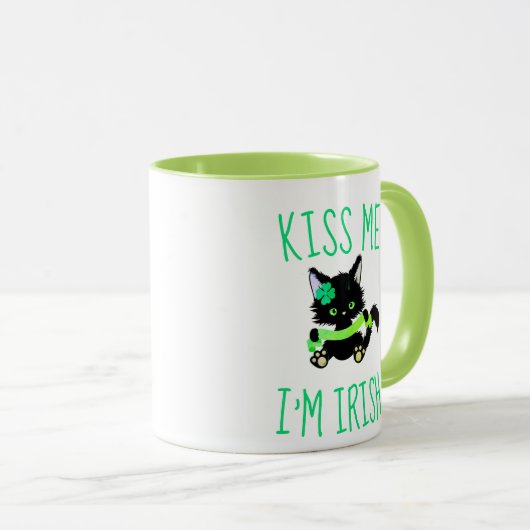Cute St. Patrick's Kiss me Ik ben Irish Cat Mok (Voorkant rechts)