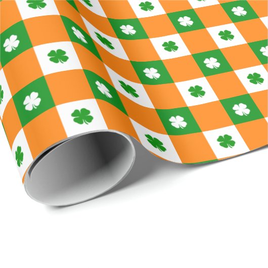 Cute St Patrick's Lucky Clover Green Sinaasappel P Cadeaupapier (Rol Hoek)