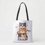 Cute Stack Cats Hi Meow Tote Bag (Voorkant)