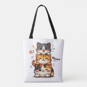 Cute Stack Cats Hi Meow Tote Bag (Achterkant)