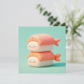 Cute Stacked 3D Clay Shrimp Nigiri Sushi Postcard (Staand voorkant)