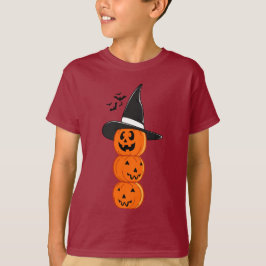 Cute Stacked Pumpkin Witch Halloween Kids' Shirt