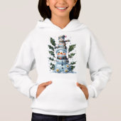 Cute Stacked Snowmen Kids Hoodie Design — Holiday  (Voorkant)