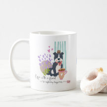 Cute Staffy Pet Dog Coffee met Friend Quote