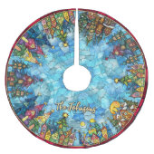 Cute stained glass houses custom christmas kerstboom rok (Voorkant)