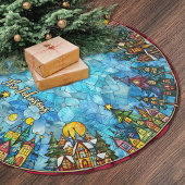 Cute stained glass houses custom christmas kerstboom rok