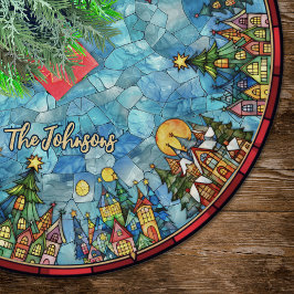 Cute stained glass houses custom christmas kerstboom rok
