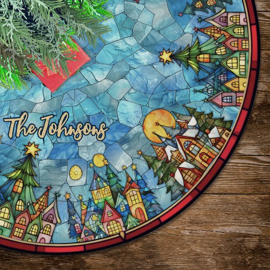 Cute stained glass houses custom christmas kerstboom rok