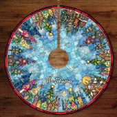 Cute stained glass houses custom christmas kerstboom rok