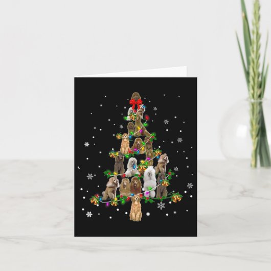 Cute standaardpoedel hond kerstboom cadeau decorat kaart (Voorkant)