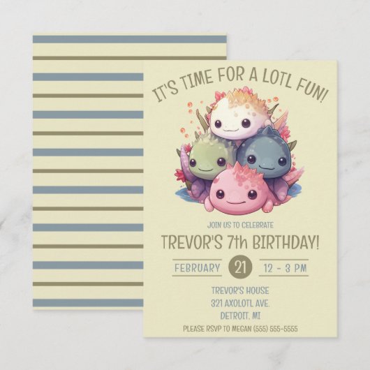 Cute stapel Axolotl verjaardagsfeestje Kaart (Voorkant / Achterkant)