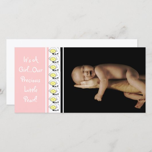 Cute Stapelde Sheep is een meisje.. Onze parel Aankondiging (Voorkant / Achterkant)