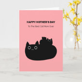 Cute Stapked Black Cats Cat mam Moederdag Kaart (Gele Bloem)