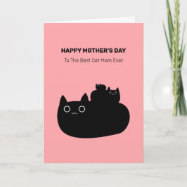 Cute Stapked Black Cats Cat mam Moederdag Kaart