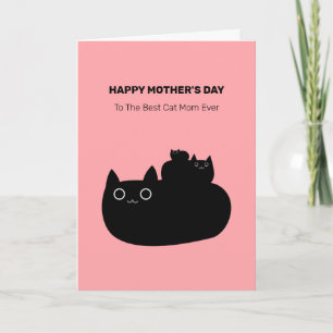 Cute Stapked Black Cats Cat mam Moederdag Kaart